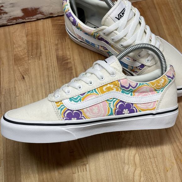 VANS Ward Psych Flora White Multi Color Floral Rare Style Size 5 - Picture 4 of 12